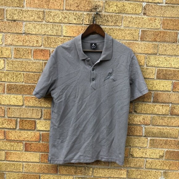 Vintage Air Jordan Polo Button Up Shirt Large Gray - Picture 3 of 4